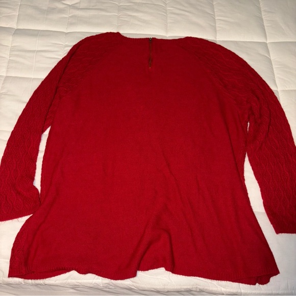 Verve Ami Red Crew Neck Sweater with Textured Knit & Zipper Detail on Back - Picture 2 of 3